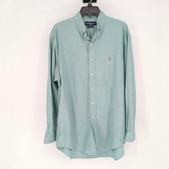 Ralph Lauren Button Down Shirt Teal Green 16.5 34/35 preppy classic 90s y2k - Picture 1 of 9